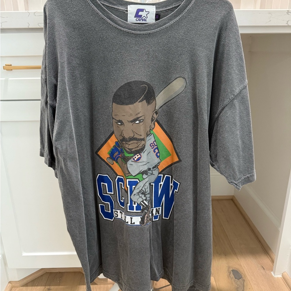 Canali Gray Short Sleeve Tee with Graphic Design